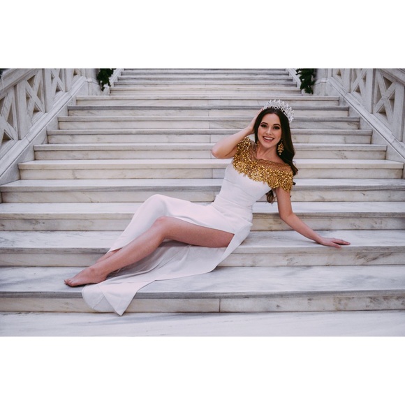 White & Gold Dress, Prom/Pageant - Picture 2 of 2